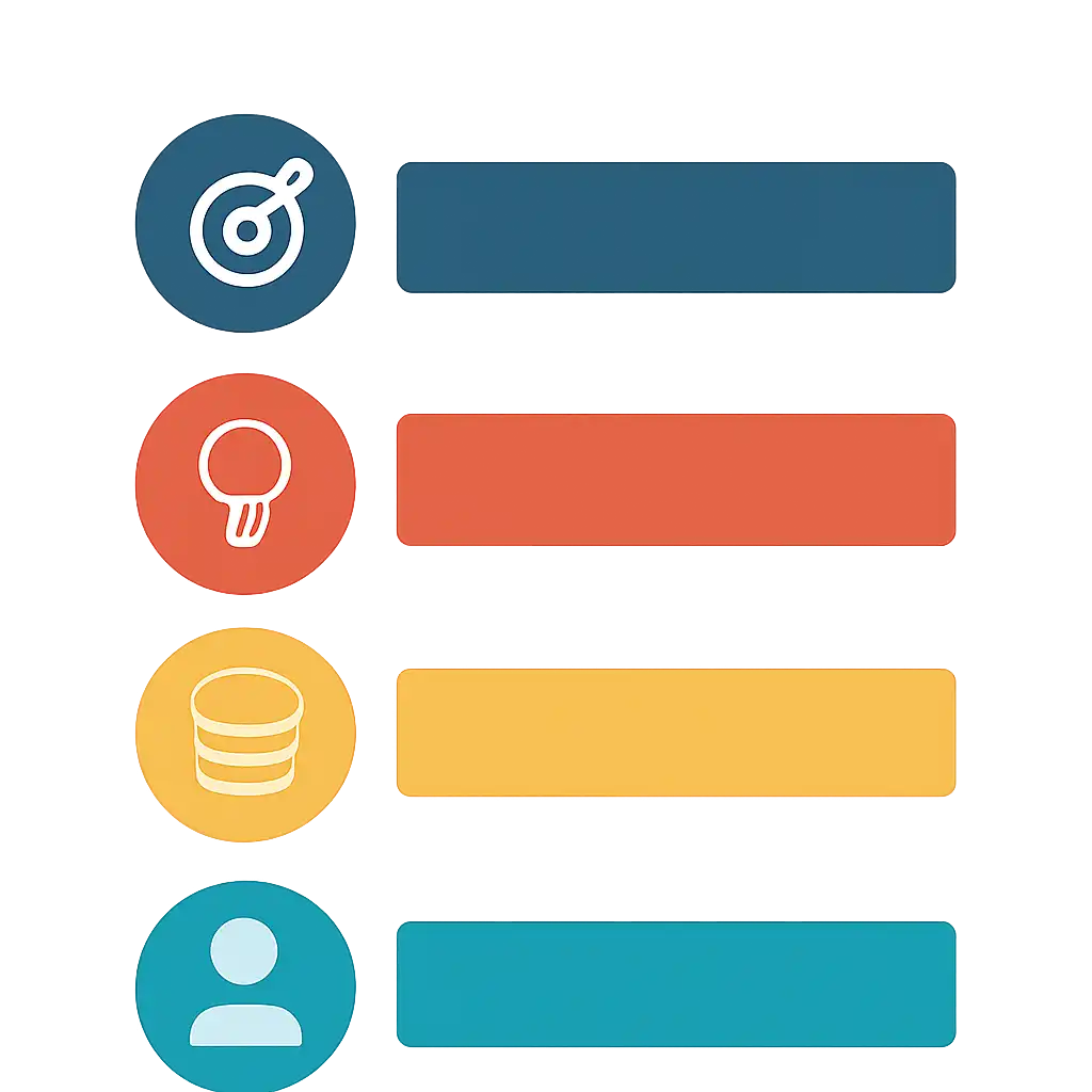 Infographic comparing options using coloured bars and icons only, no text or labels, flat design, Anil