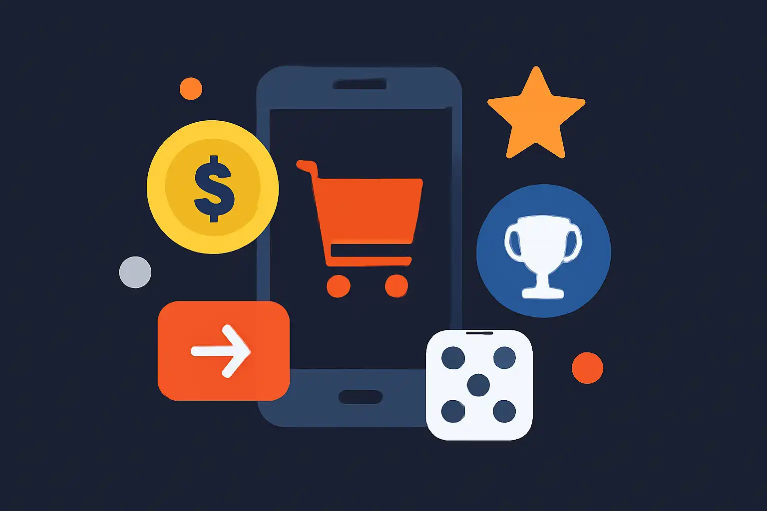 Hero illustration: Amazon, modern flat design, dark background, brand-neutral, icons and shapes only, no text