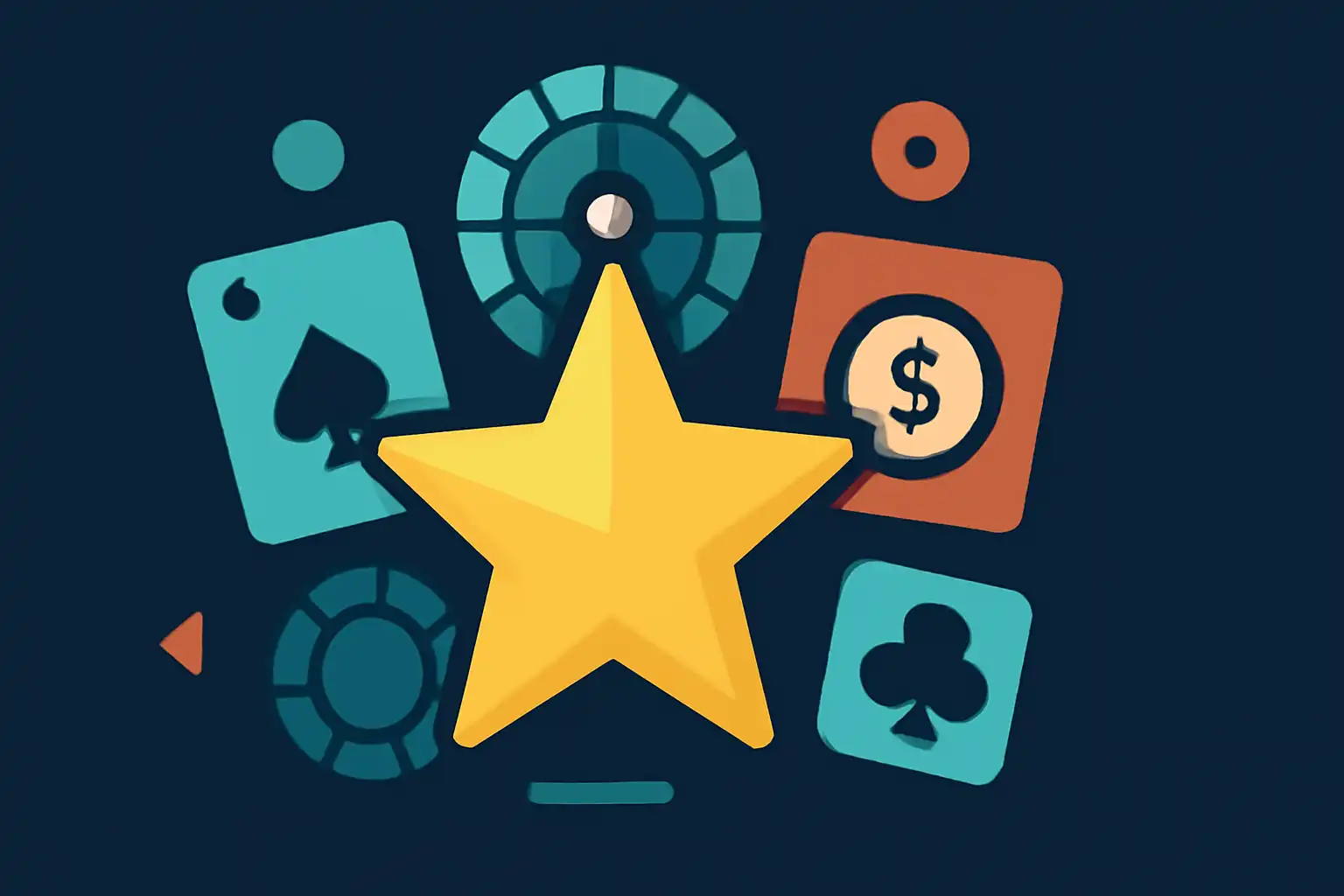 Hero illustration: Star, modern flat design, dark background, brand-neutral, icons and shapes only, no text